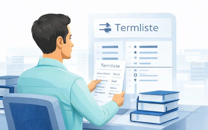 Sprachtrainer erstellt eine Termliste mit Definitionen